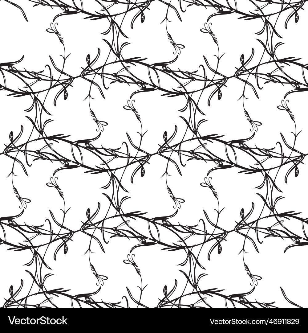 Botanical hand drawn floral seamless pattern Vector Image