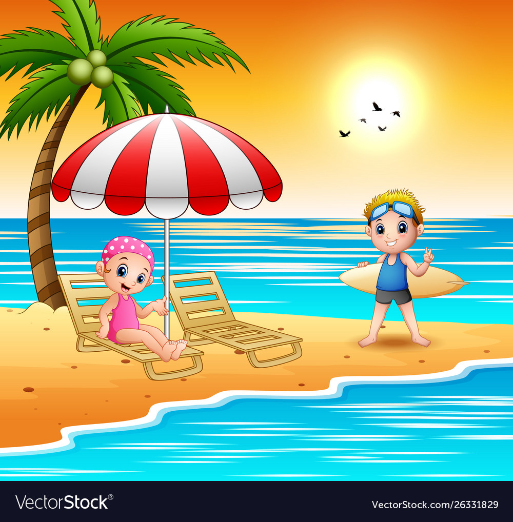 Lady enjoying the beach Royalty Free Vector Image