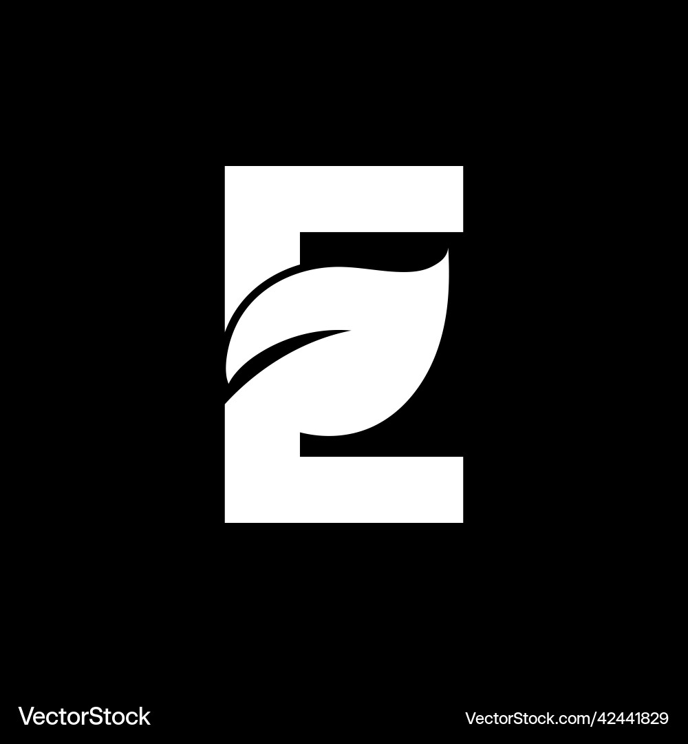 Letter e with leaf logo design Royalty Free Vector Image