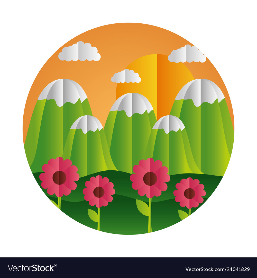 Paper origami landscape Royalty Free Vector Image