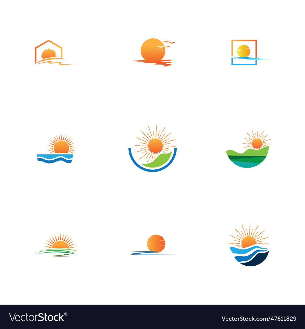 Sunrise Logo Template Icon Logo Royalty Free Vector Image