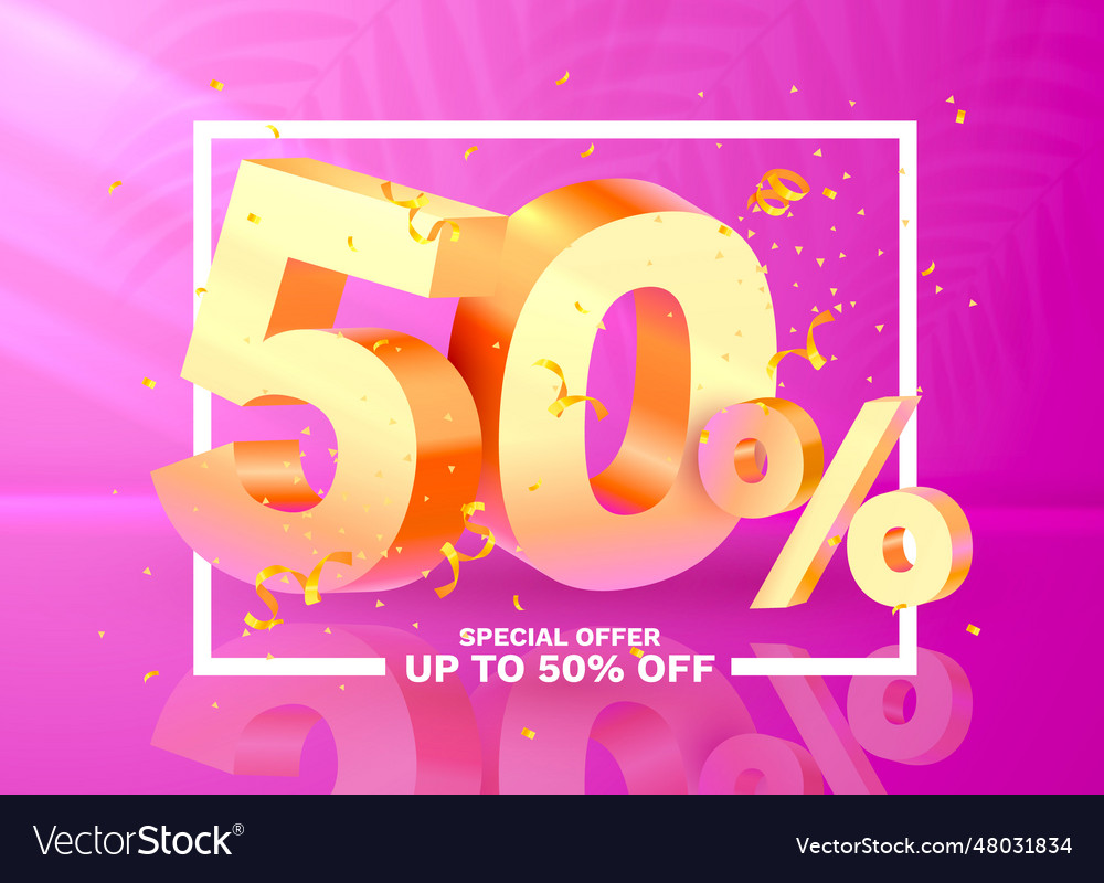 50 off discount creative composition 3d golden