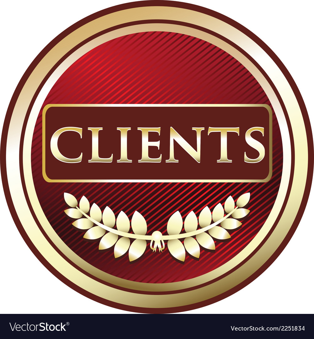 Clients red label Royalty Free Vector Image - VectorStock