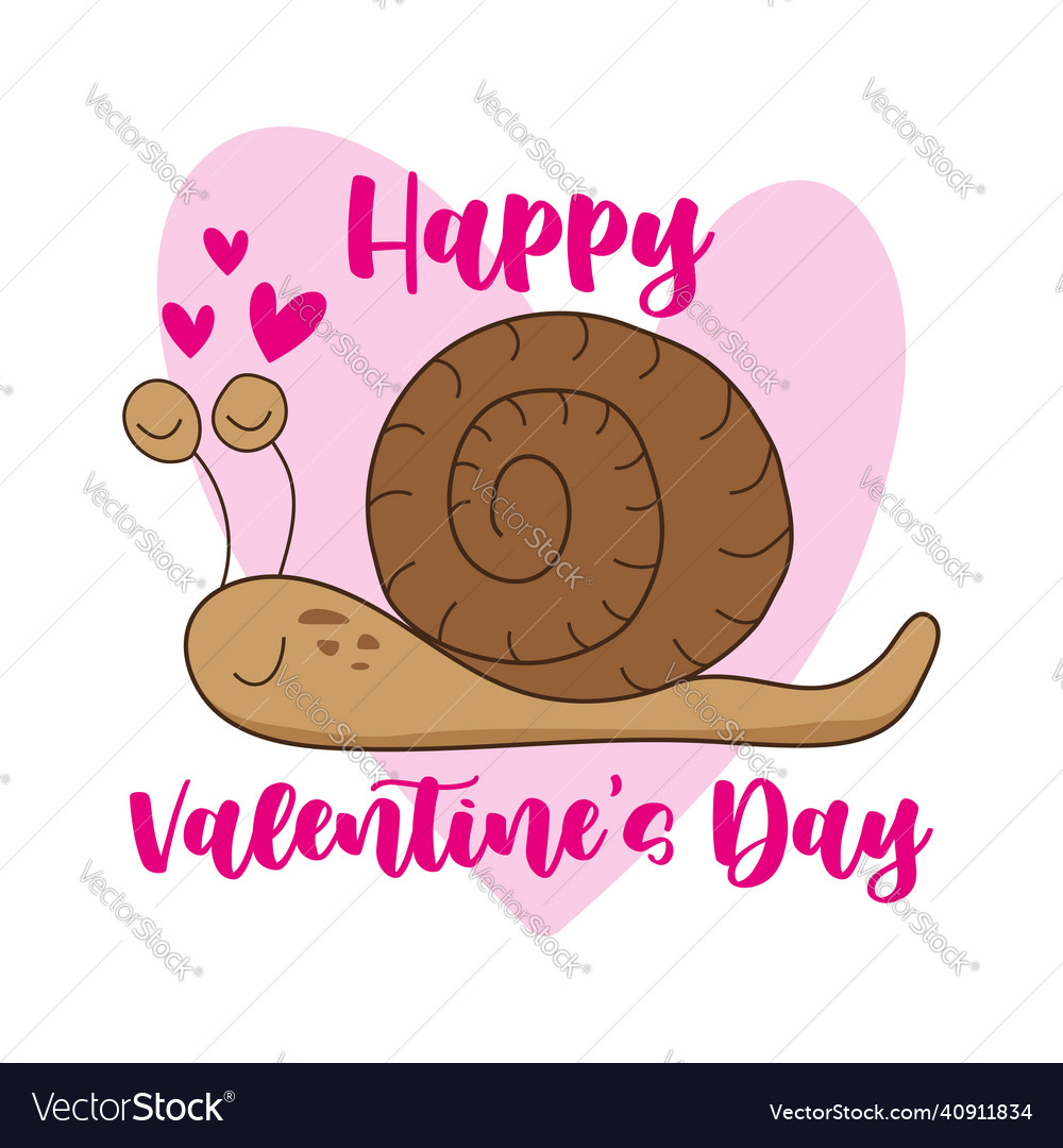 Happy Valentines Day - Cute Snail With Hearts Vector Image