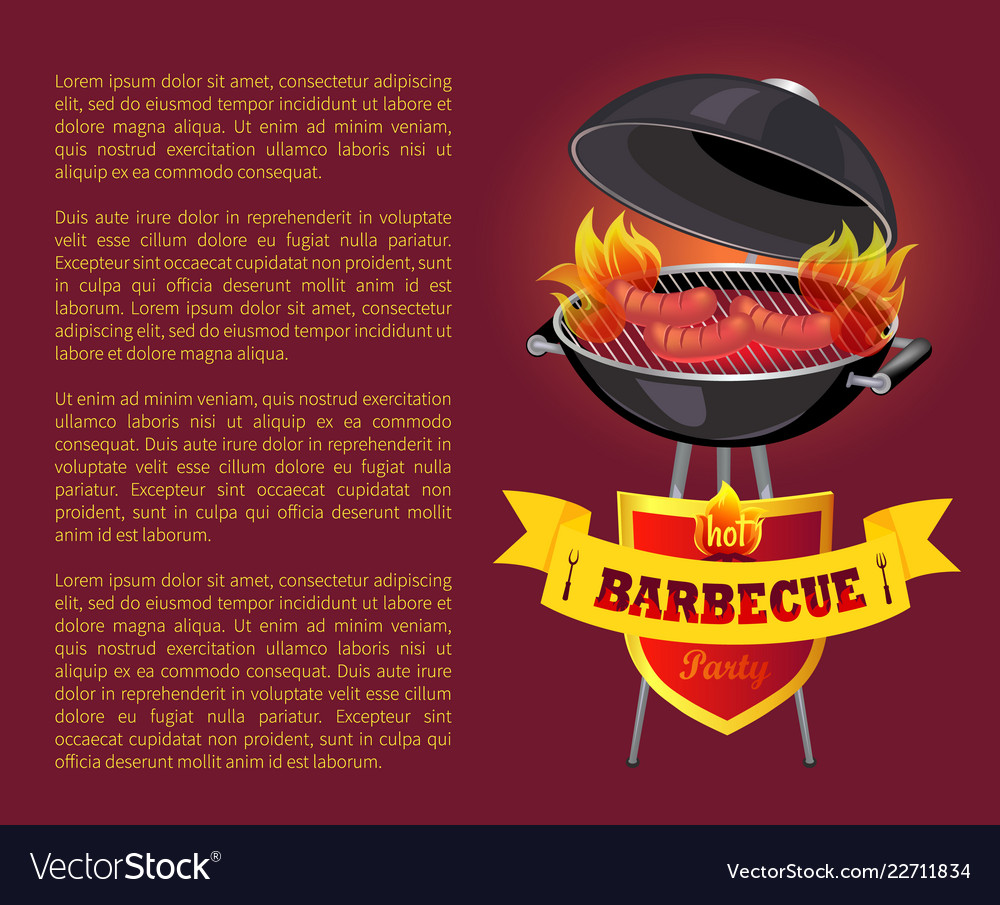 Hot bbq barbecue party poster Royalty Free Vector Image