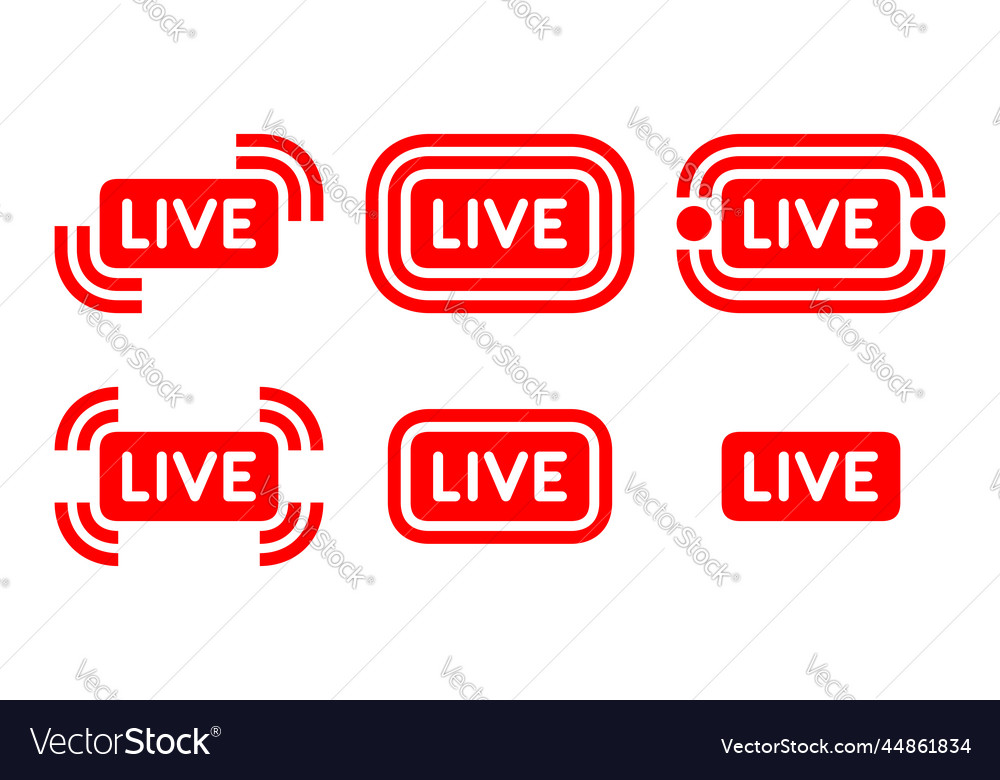 Live stream icon emblem tag set Royalty Free Vector Image