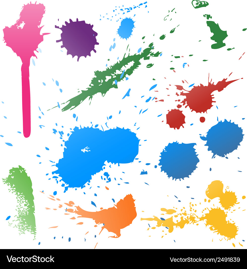 Colorful abstract ink paint splats Royalty Free Vector Image