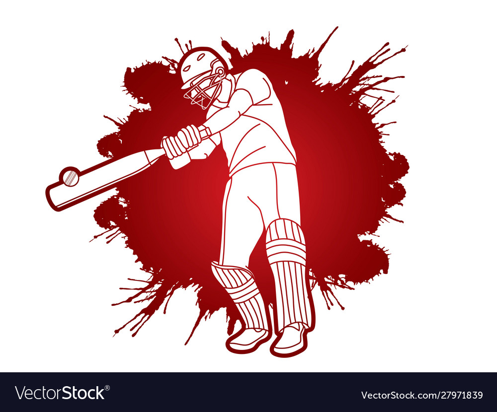 Cricket player action cartoon sport graphic Vector Image