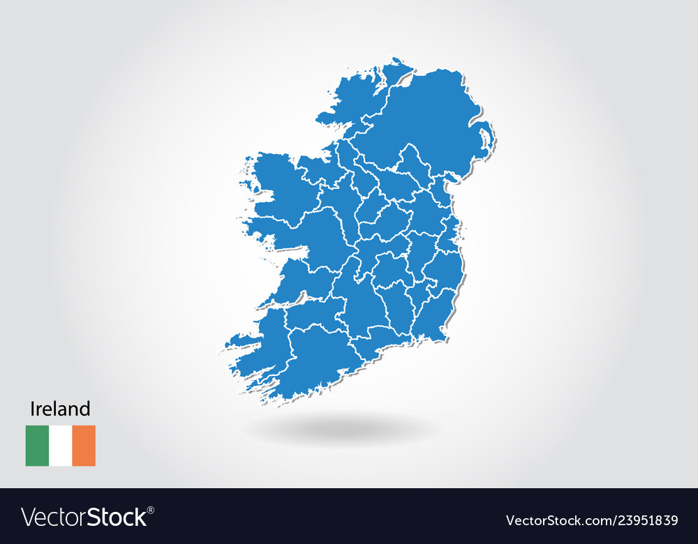 3d Map Of Ireland Ireland Map Design With 3D Style Blue Map Vector Image