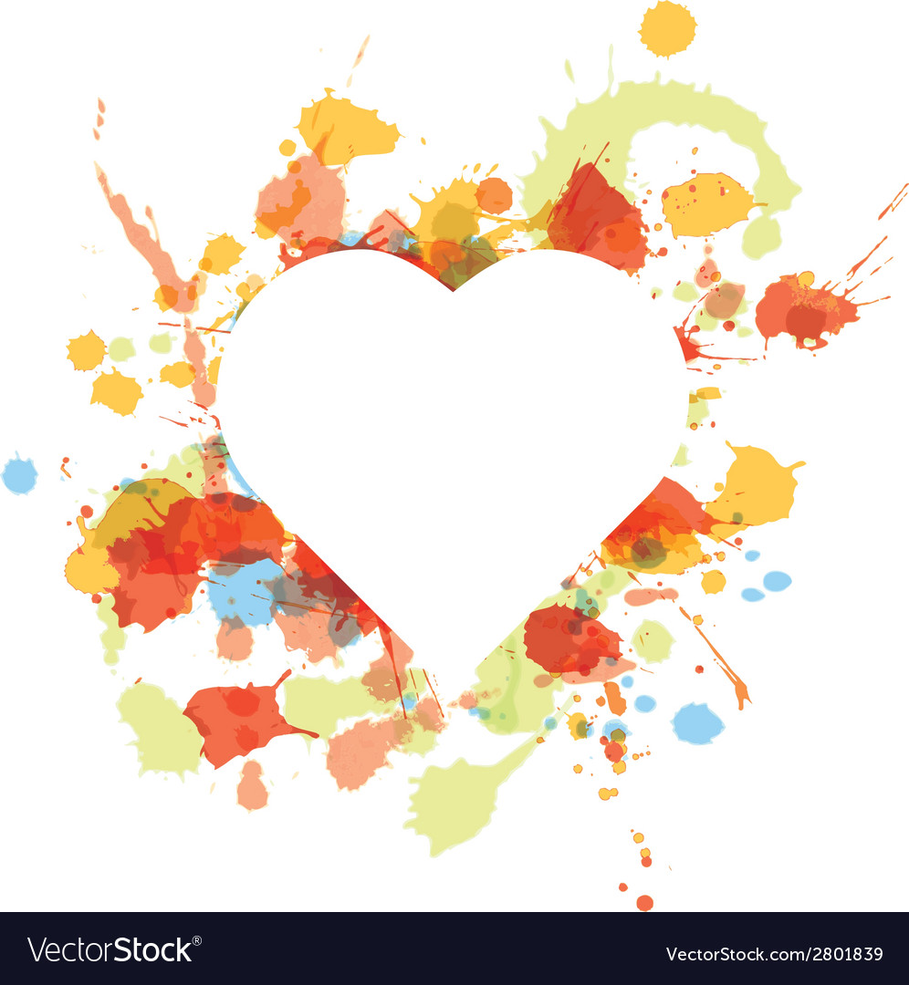 White heart over paint spots Royalty Free Vector Image