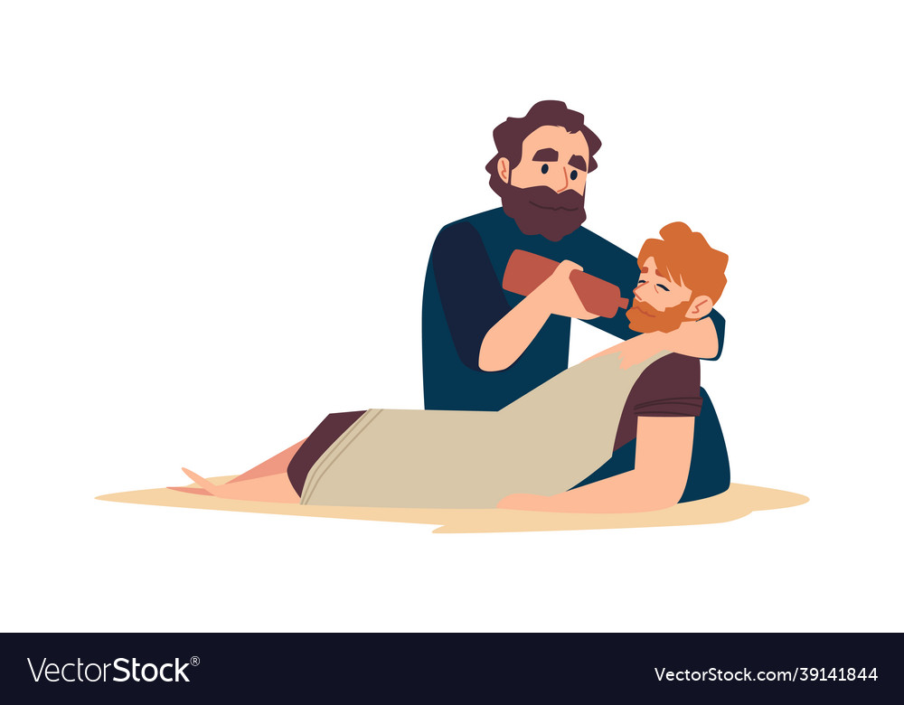 Bible christian parable about good samaritan help Vector Image