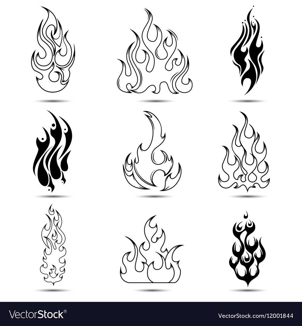 Fire Tattoo Icon Set Royalty Free Vector Image