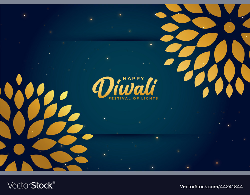 Happy diwali greeting template with floral design Vector Image