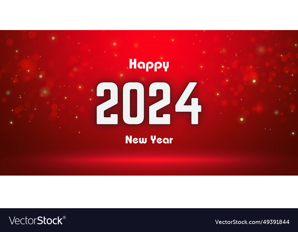 Happy new year 2024 red hearts image Royalty Free Vector