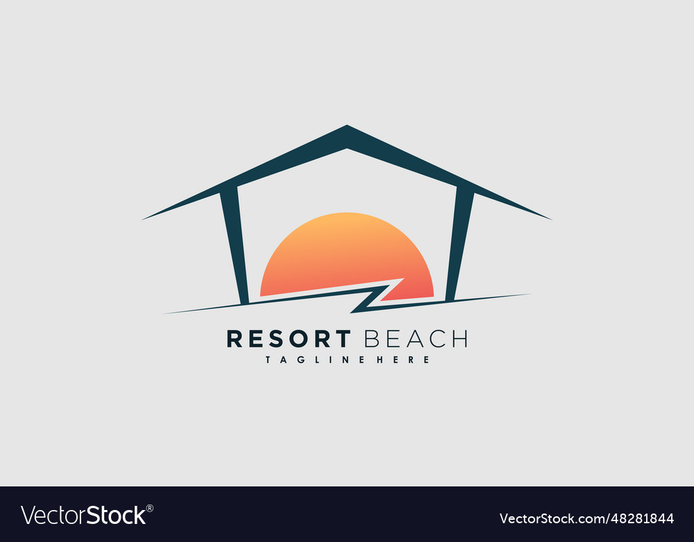 Resort beach logo design with icon palm creative Vector Image