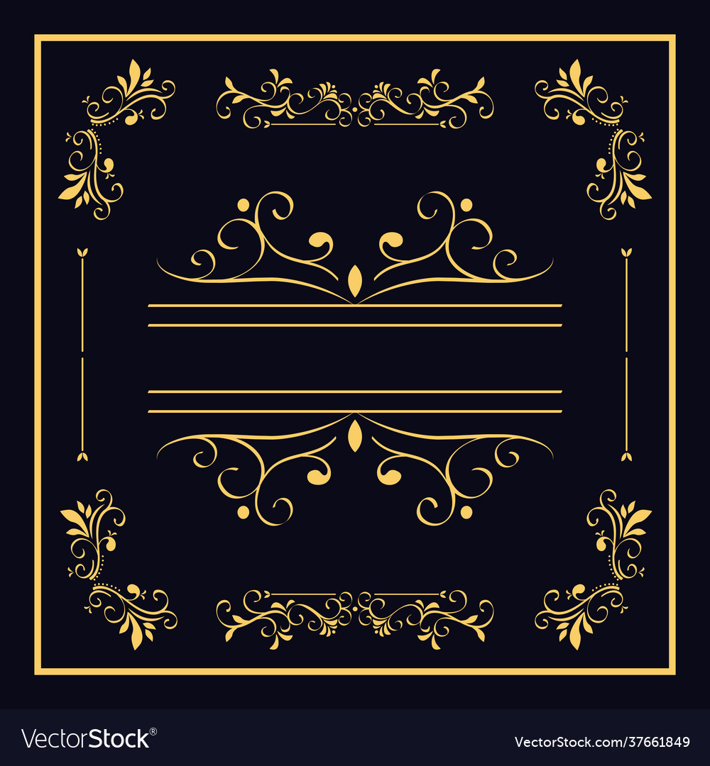 Golden divider frame Royalty Free Vector Image