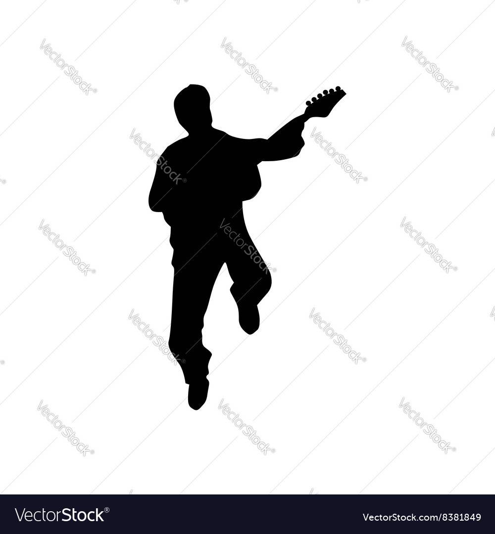 Guitarist silhouette black Royalty Free Vector Image