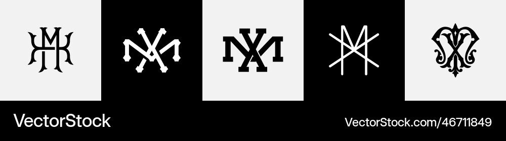 Initial letters xm monogram logo design bundle Vector Image
