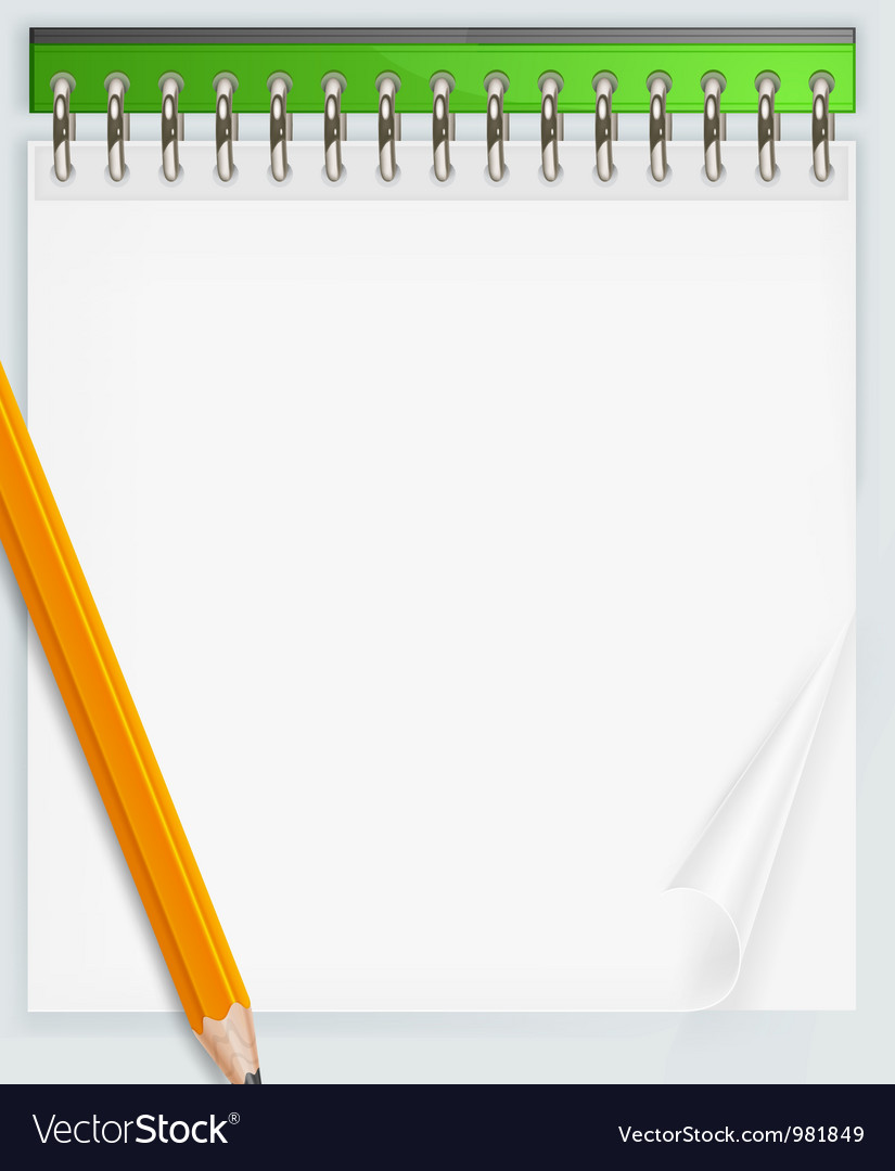 Notepad and pencil Royalty Free Vector Image - VectorStock