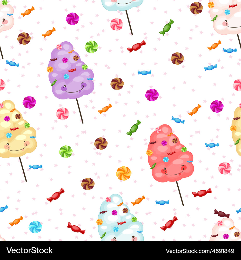 Seamless pattern sweets cotton candy Royalty Free Vector