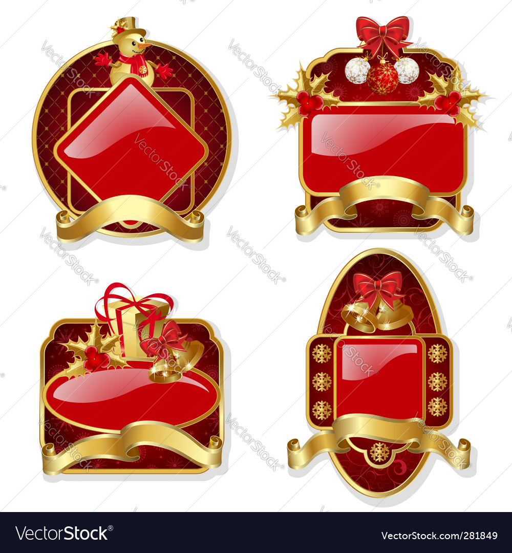 Set from red christmas labels Royalty Free Vector Image