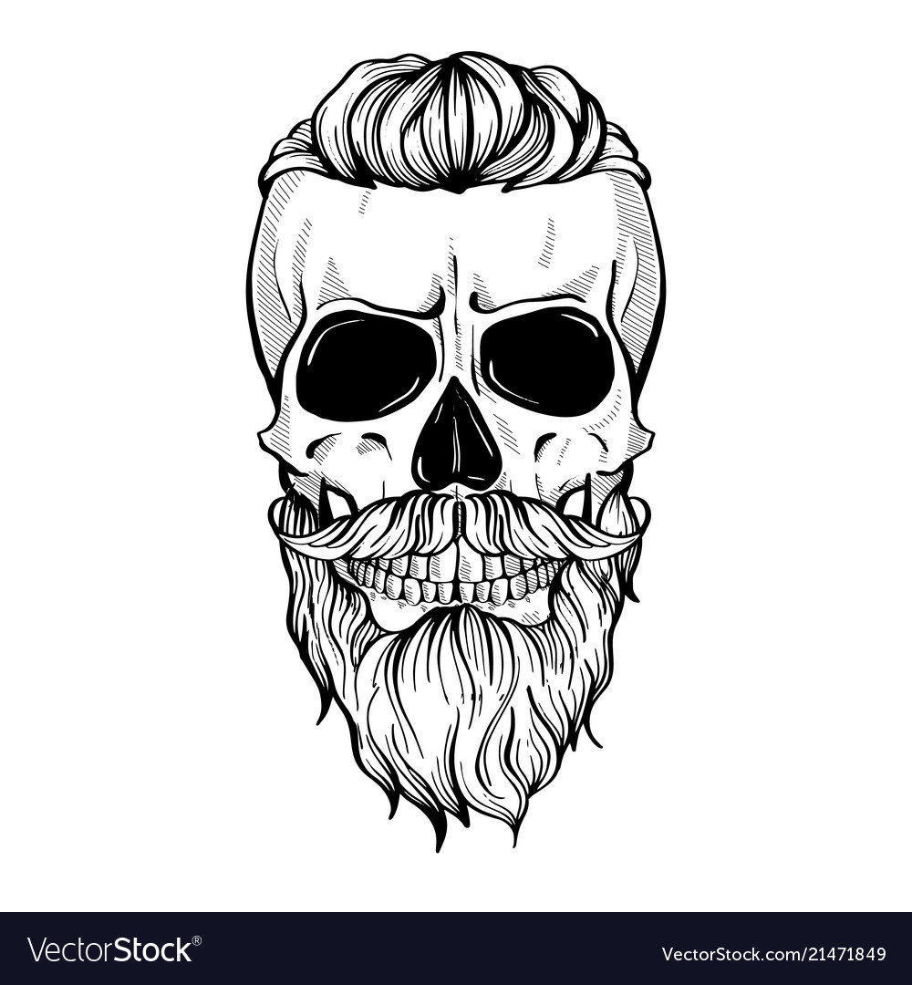 Skull with hairstyle Royalty Free Vector Image