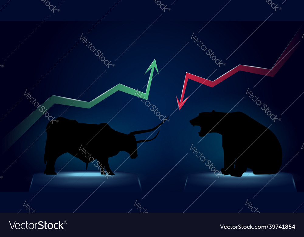 Bullish Trend Versus Bearish With Green Up Vector Image