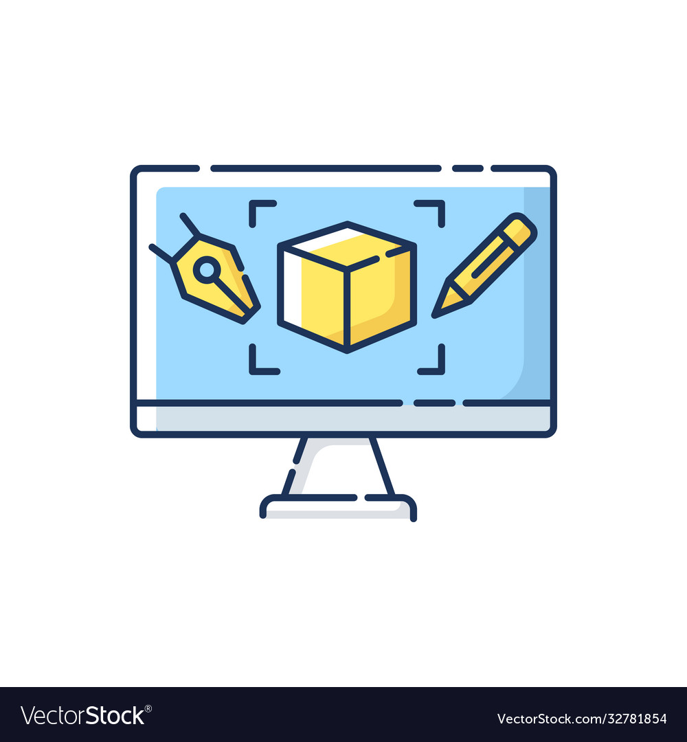 Computer aided design rgb color icon Royalty Free Vector