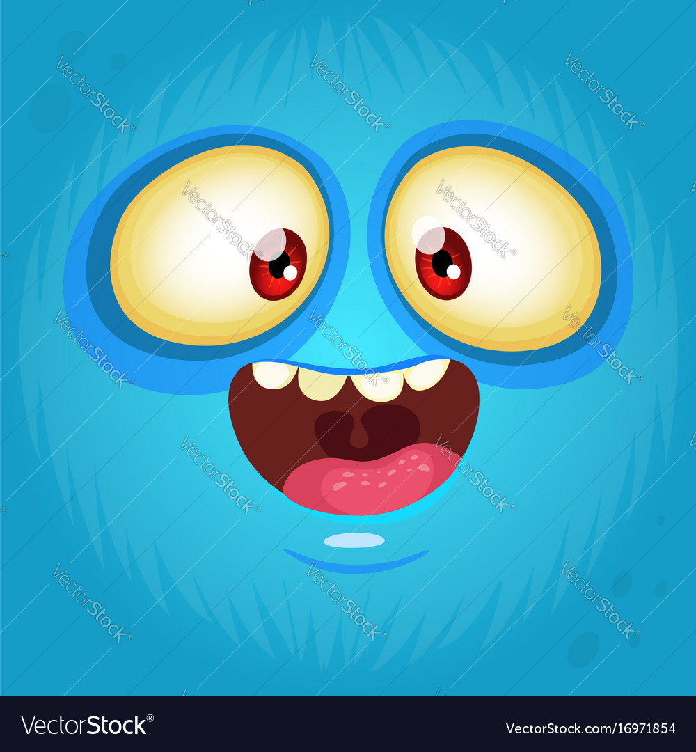 Happy cartoon monster face avatar Royalty Free Vector Image