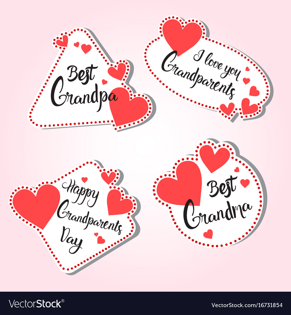 Download Happy Grandparents Day Greeting Card Set Of Vector Image