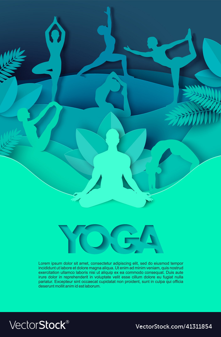 People Silhouettes Doing Yoga Poses Paper Vector Image