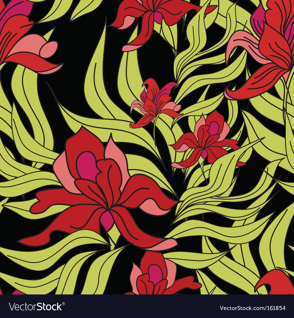 Seamless pattern with red flowers Royalty Free Vector Image