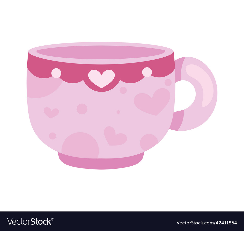 Tea cup with hearts Royalty Free Vector Image - VectorStock