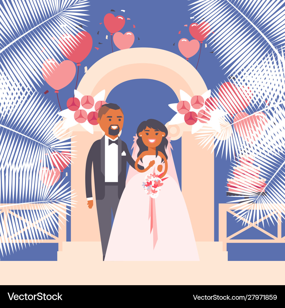 Bride and groom at wedding ceremony Royalty Free Vector