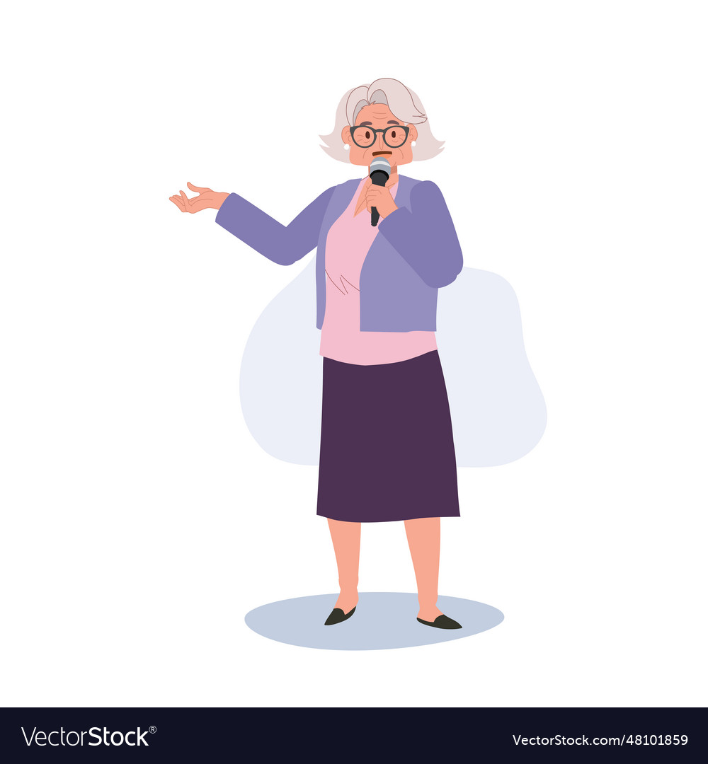 Cheerful senior moderator guiding meaningful Vector Image