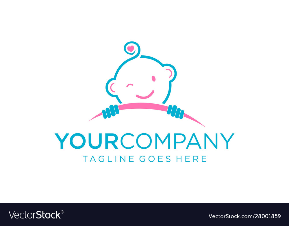 Cute baby logo doing peekaboo Royalty Free Vector Image