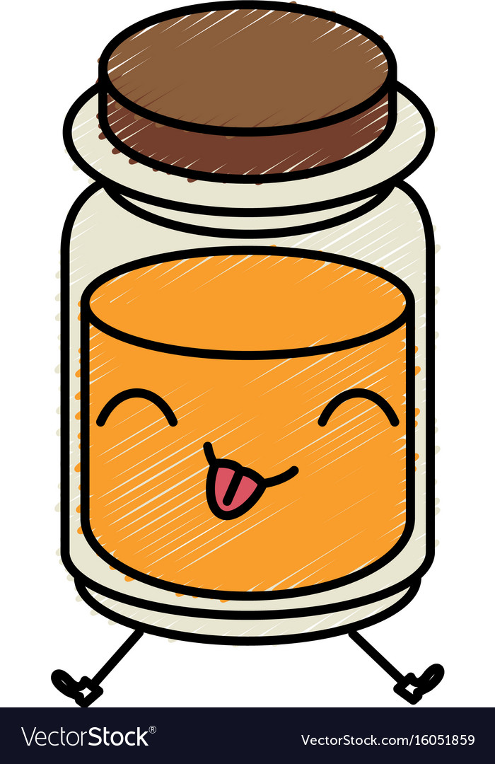 Mason jar with ingredient kitchen kawaii character