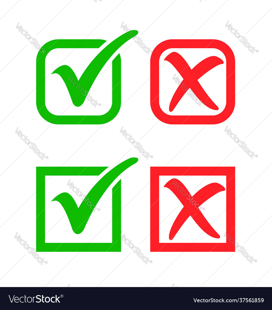 Square tick and cross check marks, checkmark, checkbox, tick and cross mark  in box icons in line style design isolated on white background. Editable  stroke. 20212681 Vector Art at Vecteezy