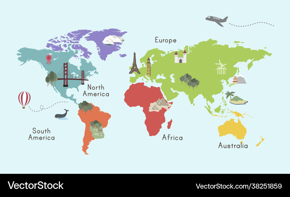 World map isolated Royalty Free Vector Image - VectorStock