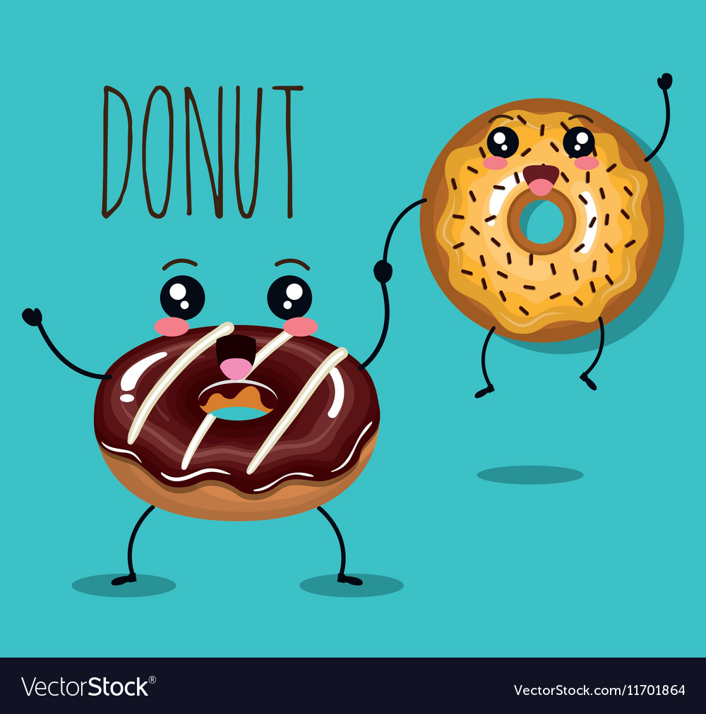 Delicious donut comic character Royalty Free Vector Image