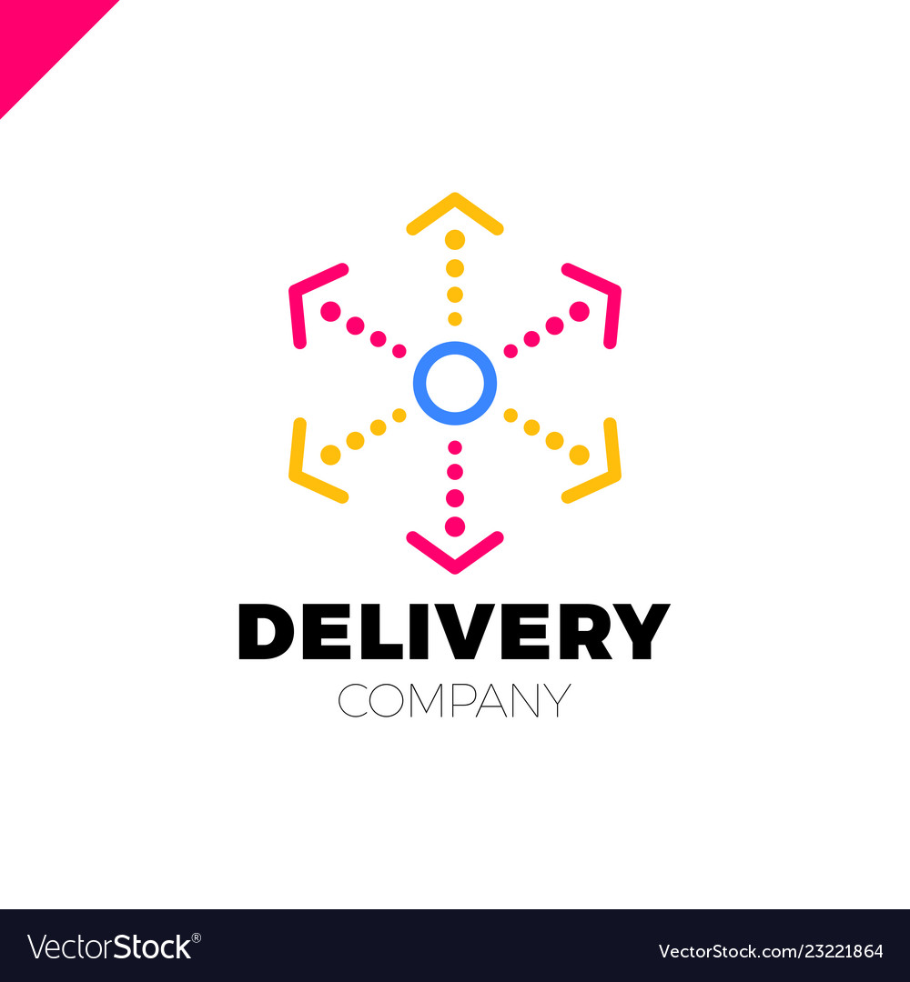 Delivery six arrow logo circle in middle and dot Vector Image