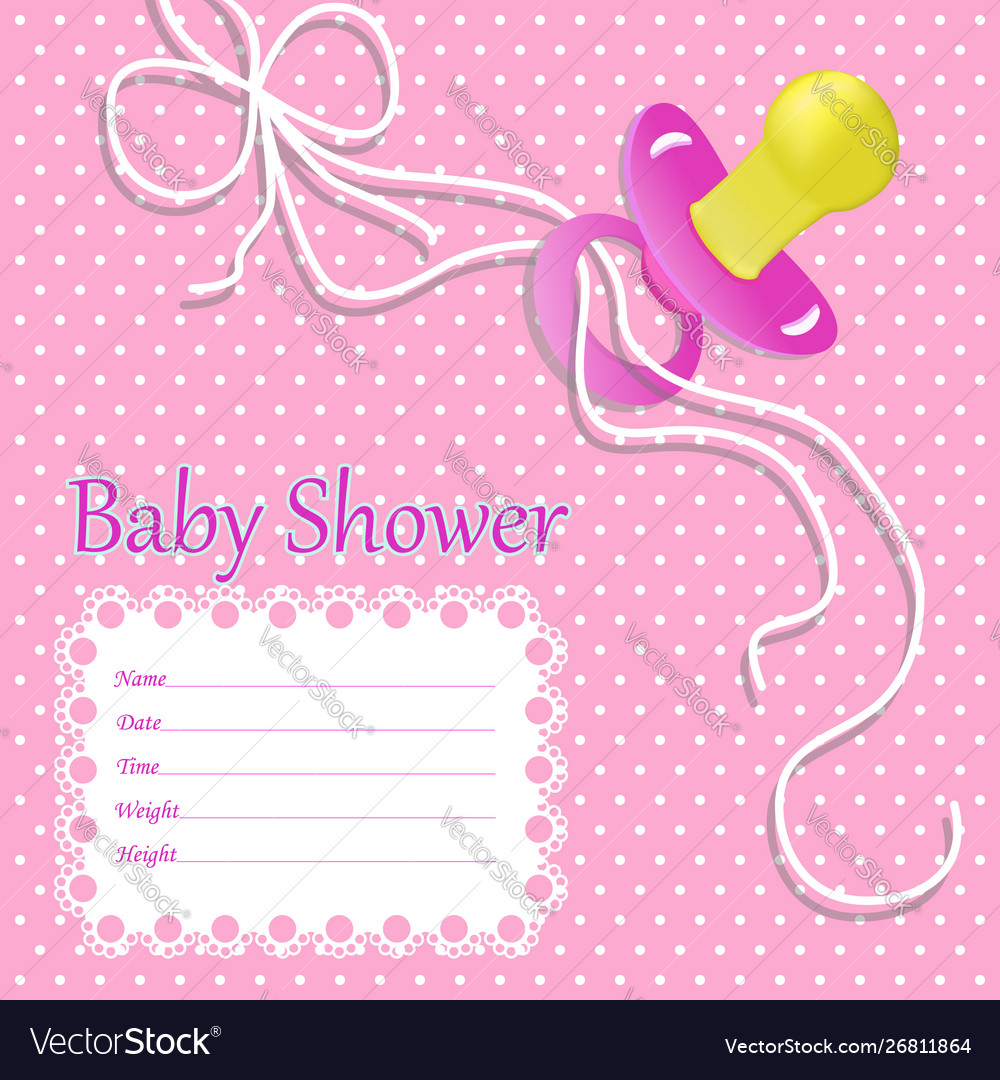 Greeting Card For Baby Girl On Baby Shower Baby Vector Image