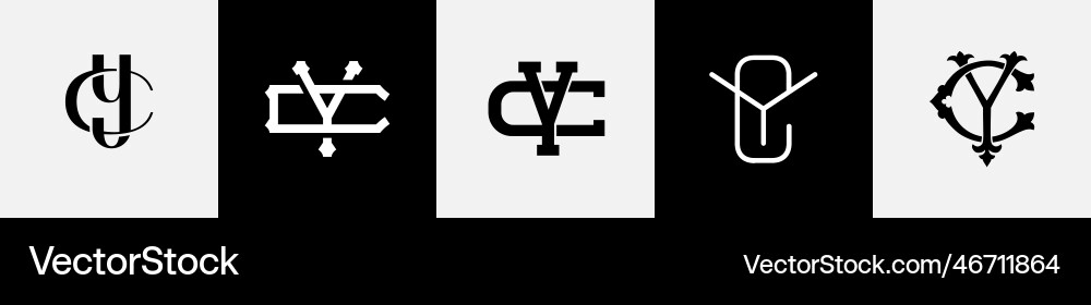 Initial letters yc monogram logo design bundle Vector Image