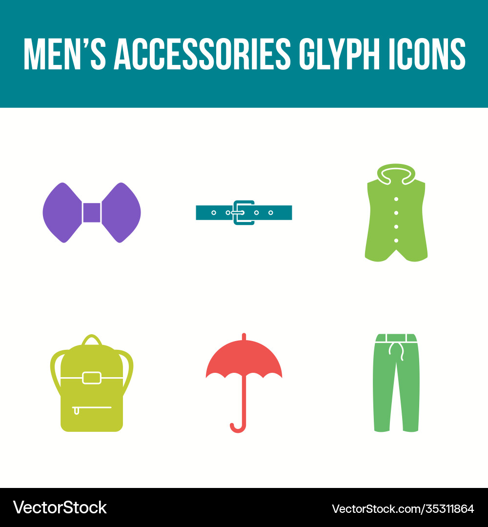 Mens accessories icon set Royalty Free Vector Image