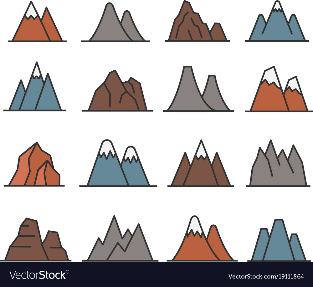 Rocky mountains icon set Royalty Free Vector Image