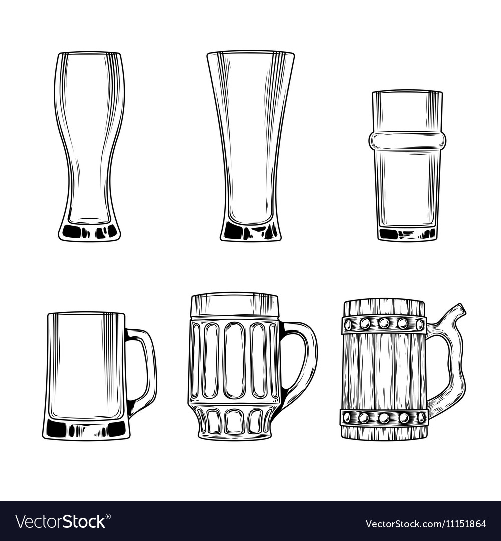 Set of icons beer glasses Royalty Free Vector Image