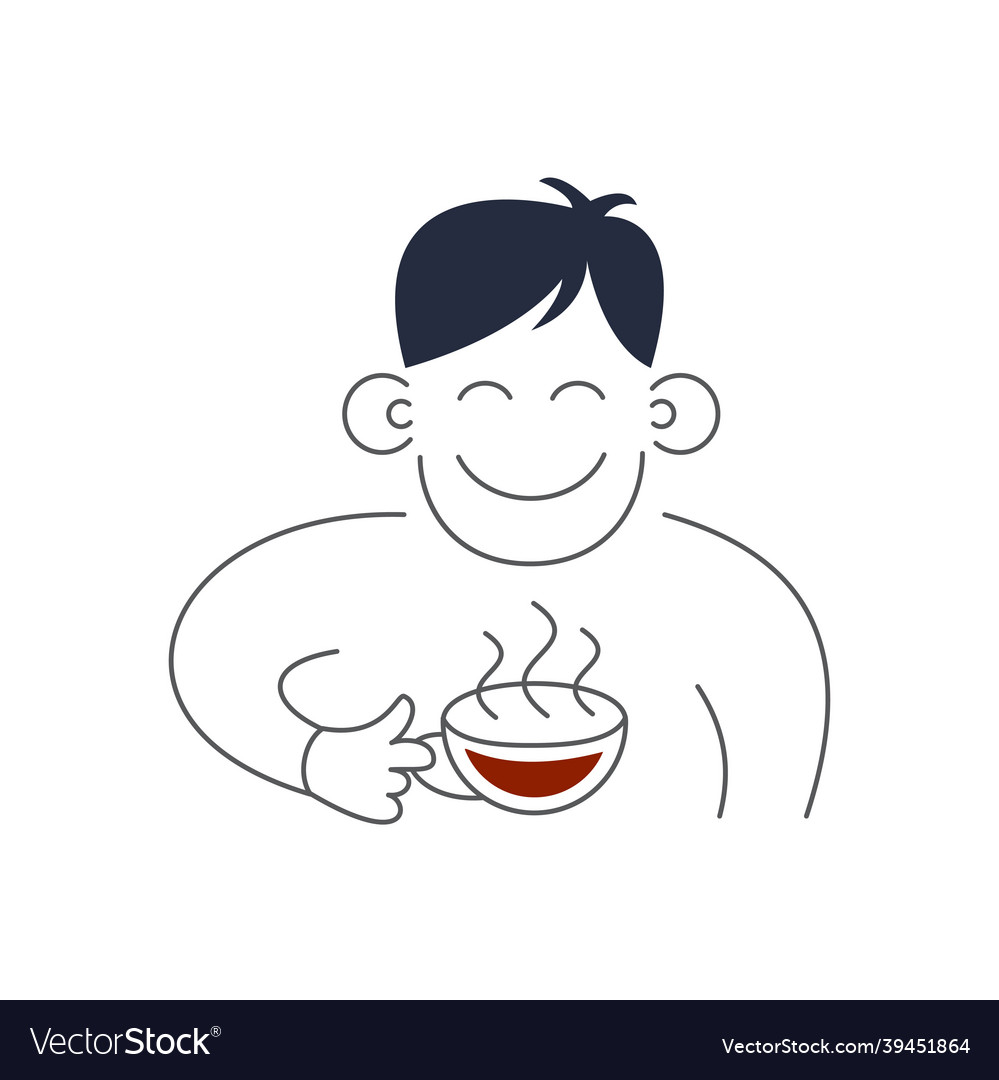 Tea man holds cup and coffee concept Royalty Free Vector