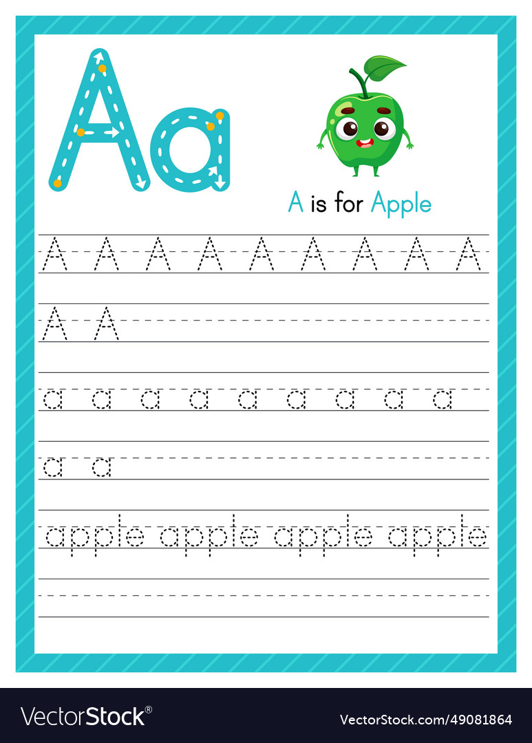 Trace letter a uppercase and lowercase alphabet Vector Image