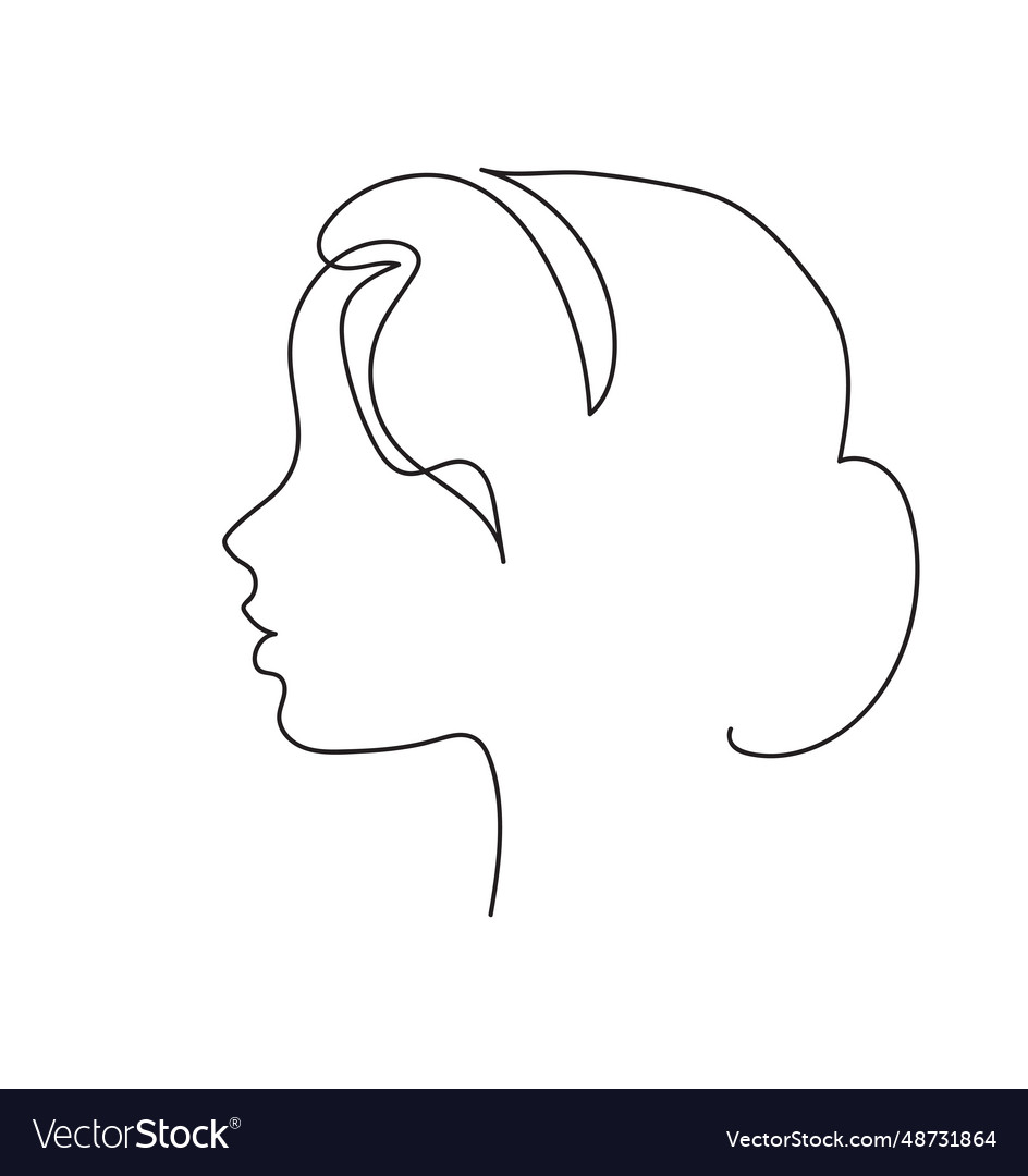 Woman profile continuous line Royalty Free Vector Image