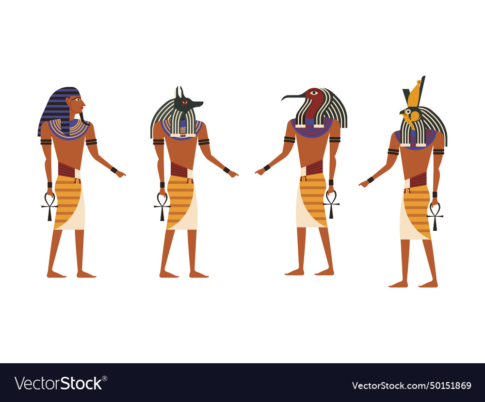 Ancient egypt pharaoh four Royalty Free Vector Image